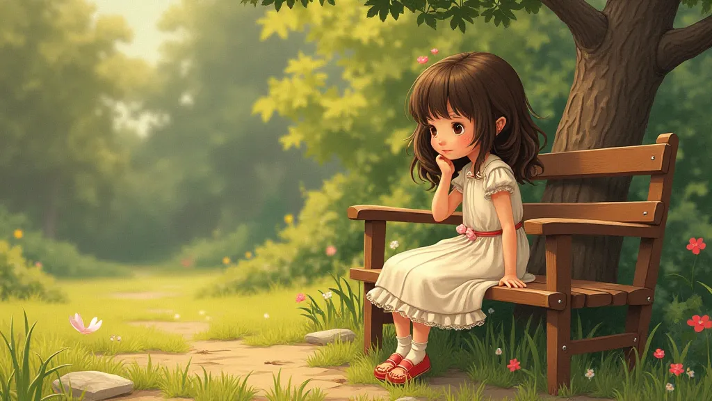 Babette sitting in a garden