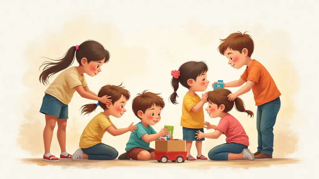 Illustration of children playing together
