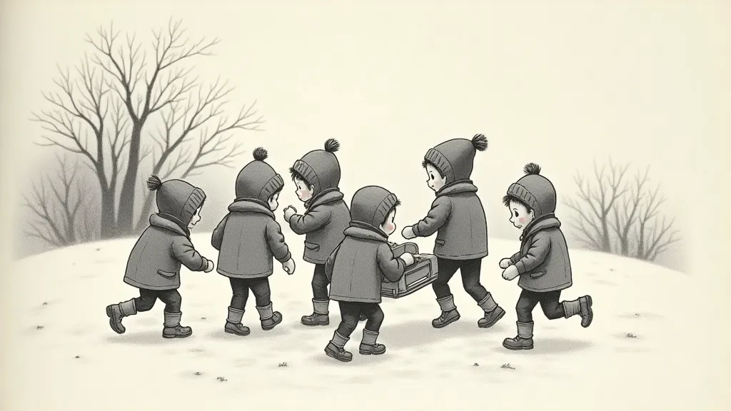Children playing in the snow.