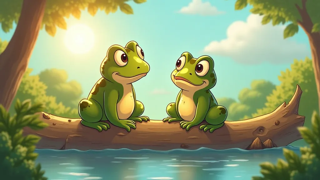 Frog and Toad sitting on a log