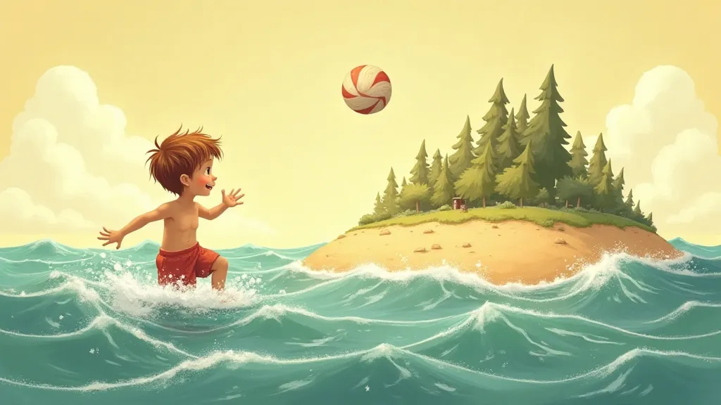 A boy and the island playing a game together.
