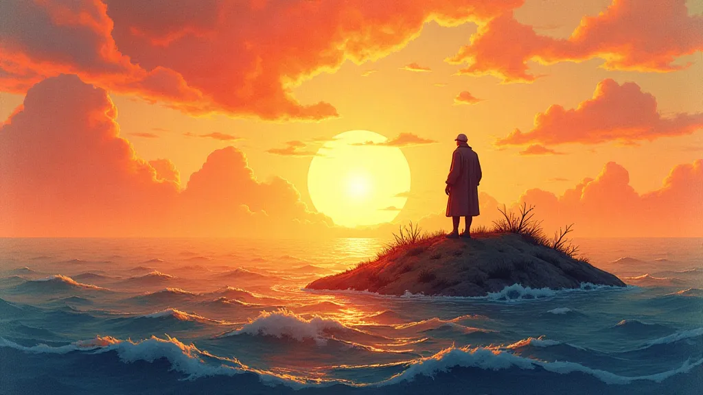 Old man silhouetted against a sunset