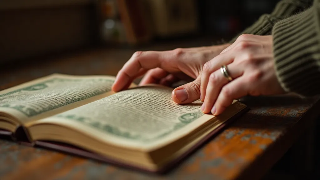 Hand reading a vintage book