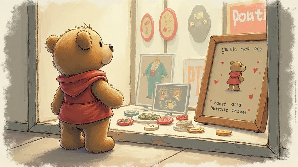 Teddy bear looking at buttons